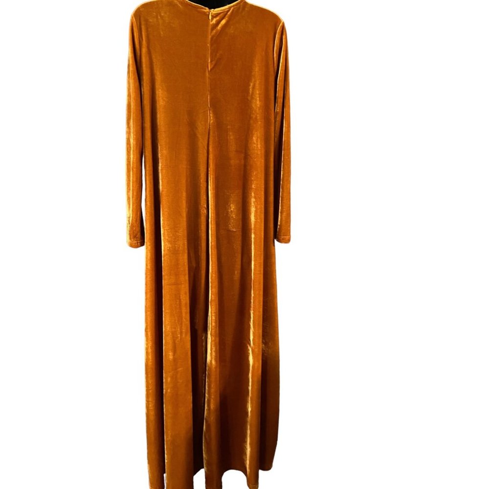 Maxi Dress Small Gold Velour Long Sleeve - Picture 2 of 9